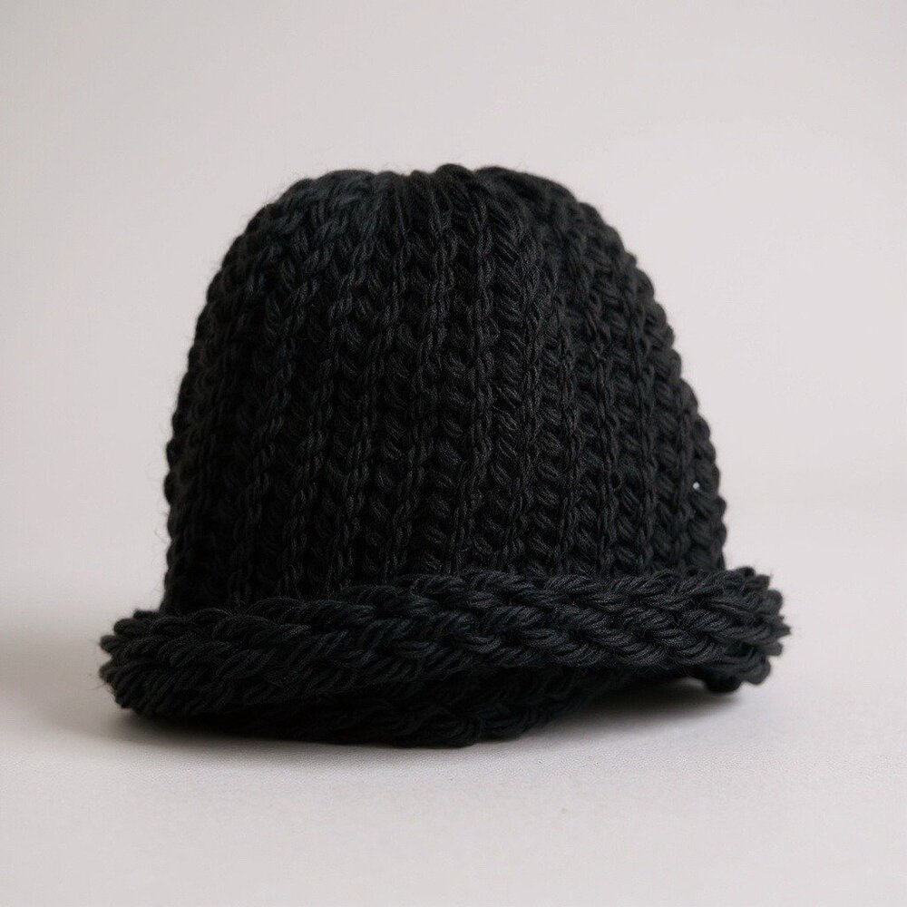 Black Knit Beanie Hat For Newborns Handmade by Nikita Naomi